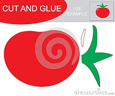 Educational game for children. Create the image of tomato vegetables using scissors and glue. Vector Illustration