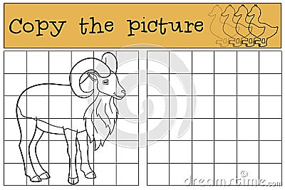 Educational game: Copy the picture. Cute beautiful urial smiles Vector Illustration