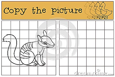 Educational game: Copy the picture. Little cute baby numbat Vector Illustration