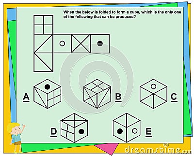 Educational game for kids,iq game,Practice Questions Worksheet for Education and IQ Test [Answer A] Stock Photo