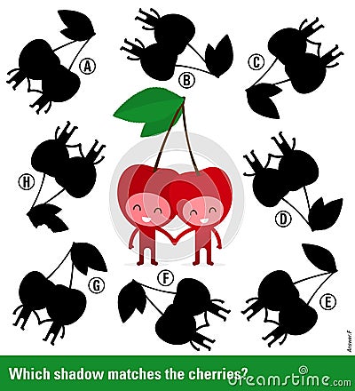 Educational kids puzzle with cute cherry character Vector Illustration