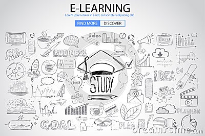 Educational and Learning concept with Doodle design style Vector Illustration