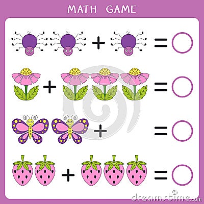 Educational math game for kids Vector Illustration