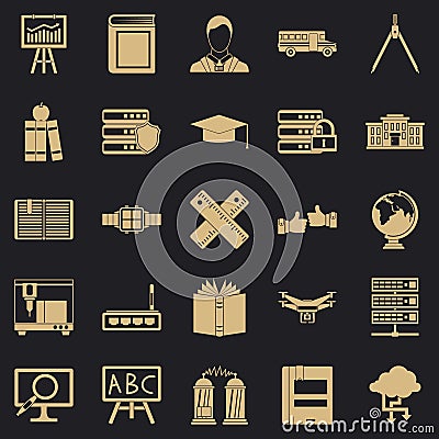 Educational matters icons set, simple style Vector Illustration