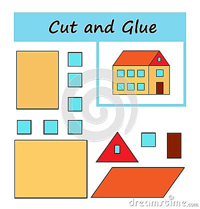 Cut parts of the image and glue on the paper. Vector illustration of house Vector Illustration