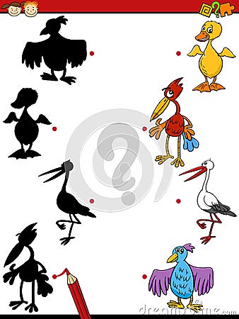 Educational shadows task cartoon Vector Illustration