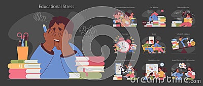 Educational stress set. Flat vector illustration Vector Illustration