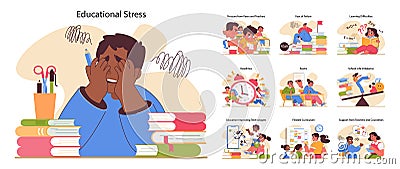 Educational stress set. Flat vector illustration Vector Illustration