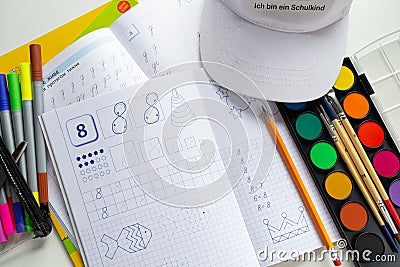 Educational supplies of the future schoolkind Stock Photo