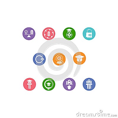 Educational system and university website circle vectors icons Vector Illustration