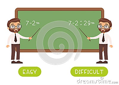 Educational word card with math sums vector template. Cartoon Illustration