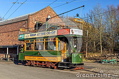 Edwardian Double Decker Tram, Black Country Living Museum. Editorial Stock Photo