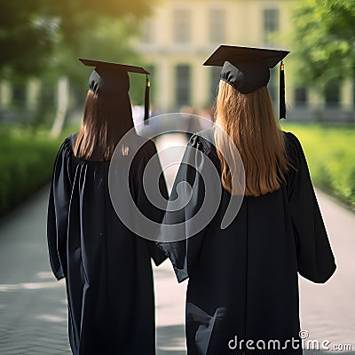 Eear view of celebrating young graduated students Stock Photo