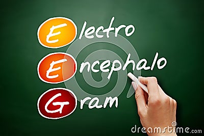EEG - electroencephalogram acronym, concept on blackboard Stock Photo