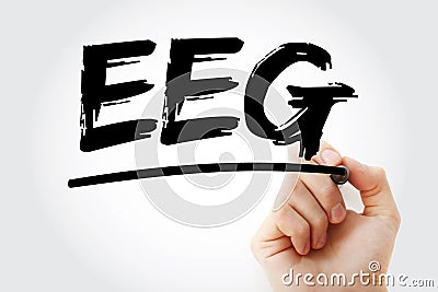 EEG - electroencephalogram acronym with marker, concept background Stock Photo