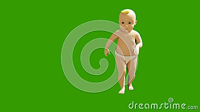Een klein kind danst tegen een groen scherm 3D animatie maken van kleine dansende kinderen Loopende animatie stock footage Een klein kind danst tegen een groen scherm 3D animatie maken van kleine dansende kinderen Loopende animatie stock footage