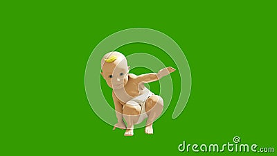 Een klein kind dat tegen een groen scherm 3d danst en animatie van kleine dansende kinderen maakt. royalty-vrije illustratie Een klein kind dat tegen een groen scherm 3d danst en animatie van kleine dansende kinderen maakt. royalty-vrije illustratie