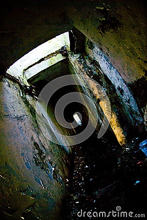 Eerie catacombs Stock Photo