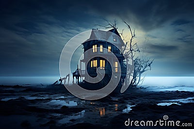 Eerie Ghostly house. Generate Ai Stock Photo