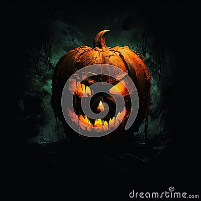 Eerie Jack-o'-lantern in Abstract Minimalism Art Style Stock Photo