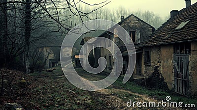 The eerie silence of a once bustling village now abandoned as the land can no longer sustain its inhabitants Stock Photo