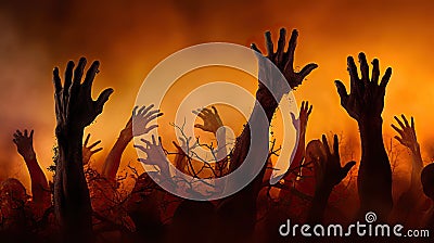 Eerie Silhouette of Zombie Hand Spine-Chilling. created with Generative AI Stock Photo