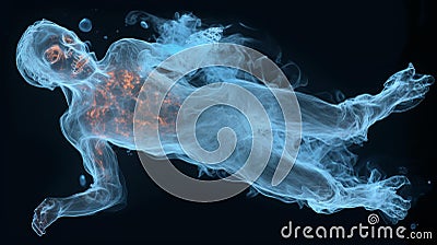 Eerily captivating highresolution image of a spectral, floating ghostly apparition in a disembodied form Stock Photo