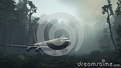 Eerily Realistic Plane In Forest: Photorealistic Renderings With Rtx On Stock Photo