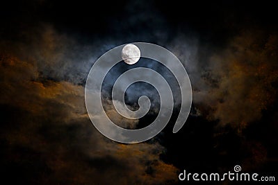 Eery Full Moonlit Twilight Stock Photo