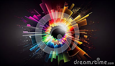 the effect of light passing through a prism, with bright bursts of rainbow-colored light that emanate from the center, Generative Stock Photo