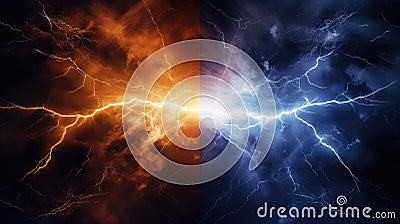 effect lightning collision powerful Cartoon Illustration