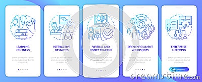 Effective acquiring knowledge blue gradient onboarding mobile app screen Vector Illustration