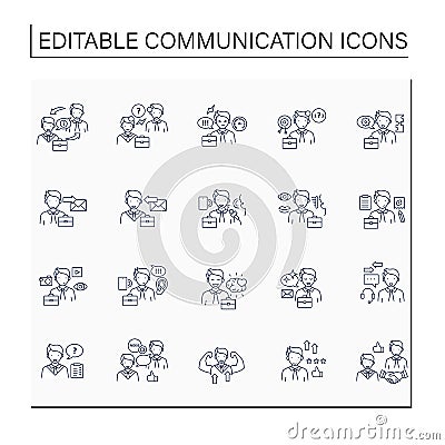 Effective communication line icons set Vector Illustration