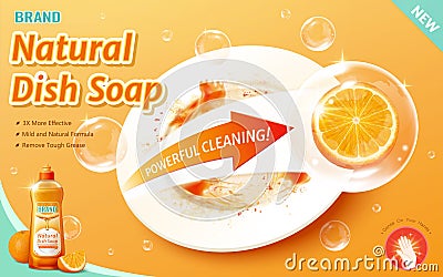 Effective dish soap ads Vector Illustration