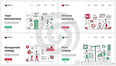 Effective marketing, success management strategy, team brainstorming set and tiny people Vector Illustration