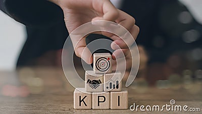 Effective and smart key performance indicators KPI to measure and evaluate progress. Specific, measurable, achievable, realistic, Stock Photo