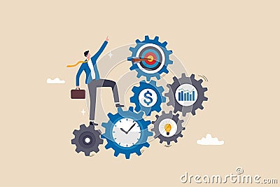 Effectiveness, efficiency or productivity for better result, improve performance or process, development or business management Vector Illustration