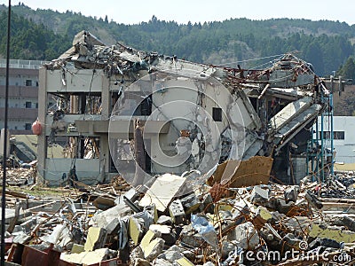 The effects of the tsunami in Japan. Editorial Stock Photo