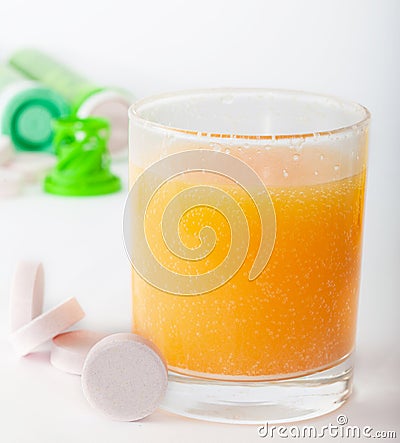 Effervescent calcium tablets Stock Photo