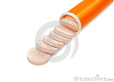 Effervescent Tablets, Fizzy Vitamine Supplement Isolated Stock Photo