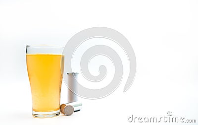 Effervescent tablets tube with blank label and orange flavored Stock Photo