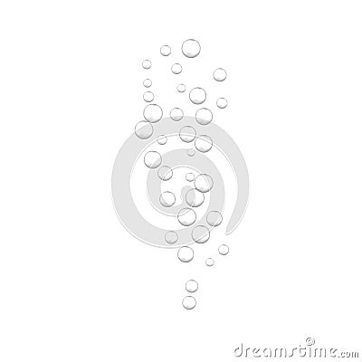 Effervescent water fizzing bubbles on white background. Vector Illustration