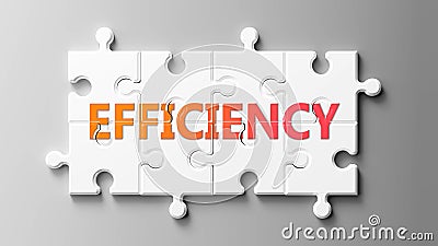 Efficiency complex like a puzzle - pictured as word Efficiency on a puzzle pieces to show that Efficiency can be difficult and Cartoon Illustration