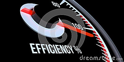 Efficiency Level Meter on 100% extremely detailed and realistic high resolution 3d illustration Stock Photo