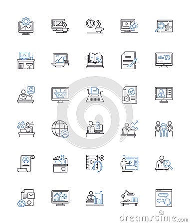 Efficiency and productivity line icons collection. Streamline, Automation, Optimization, Output, Precision, Time Vector Illustration