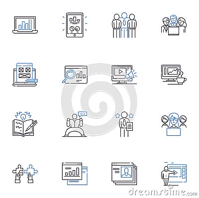 Efficiency and productivity line icons collection. Streamline, Optimize, Automation, Workflow, Output, Results Vector Illustration