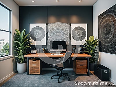 Efficiency Redefined A Contemporary Workspace for Maximum Productivity.AI Generated Stock Photo