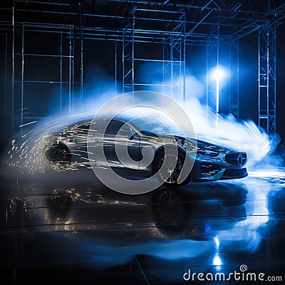 Efficient aerodynamics of a vehicle highlighted through a wind tunnel test Stock Photo