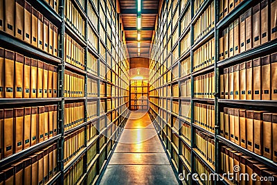 Efficient Archival Storage: Streamlined Record-Keeping for Seamless Future Data Retrieval in a Well-Organized Stock Photo