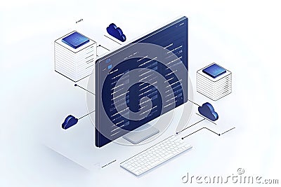 Efficient Cloud Data Management System Visualization Cartoon Illustration